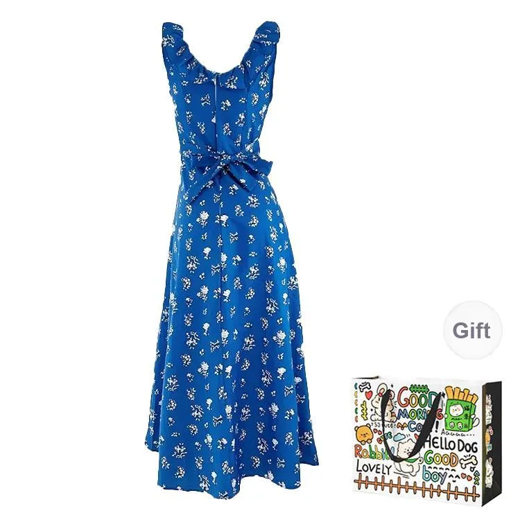 OURUOKE Sleeveless Dress Women's Island Blue-1