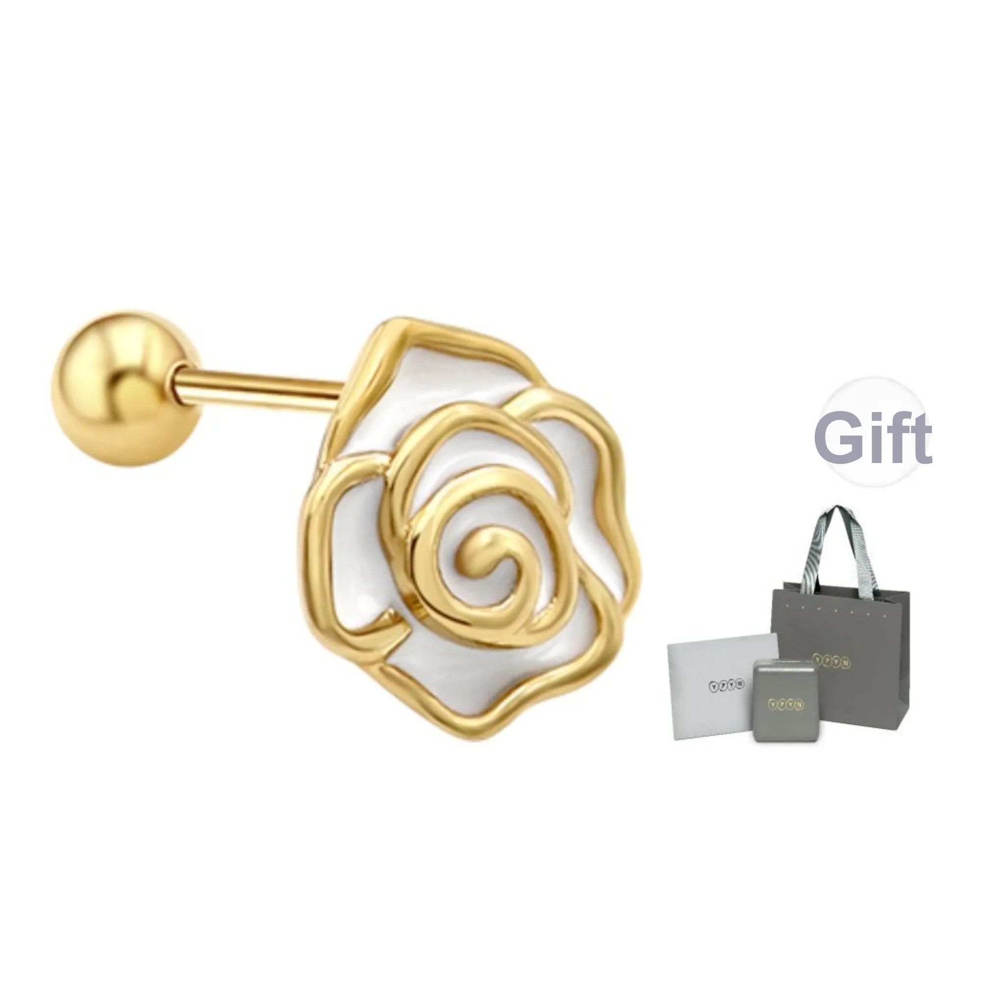YPYN 10K Gold Single Stud Earrings Women's Gold