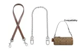 1.1 Brown Plain Weave Silver-Tone Buckle 65cm+Silver Decorative Chain 40cm