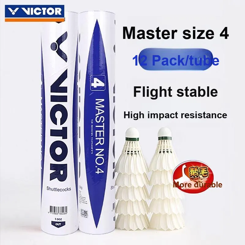 VICTOR Master Size 4 Goose Feather Shuttlecock 12 Pack Goose Feather Shuttlecocks-4