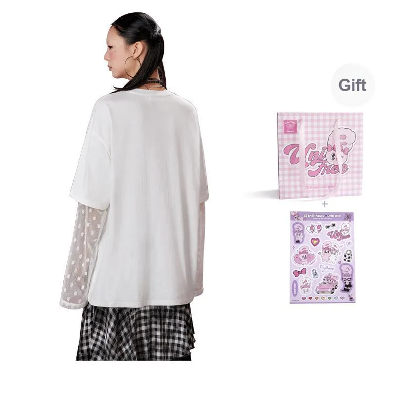 UNIFREE x [UNIFREE X ] Drop Shoulder Sleeve T Shirt Women's-3