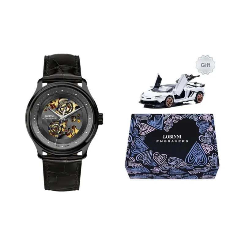 LOBINNI L Automatic Mechanical Movement Genuine Leather Strap Watch Men's Watches Cut-Out Dial-14