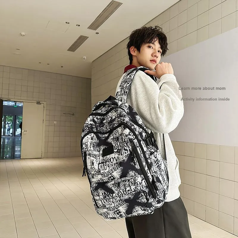 WICKBUEN Nylon Backpack Unisex Black/Brown/Blue-1