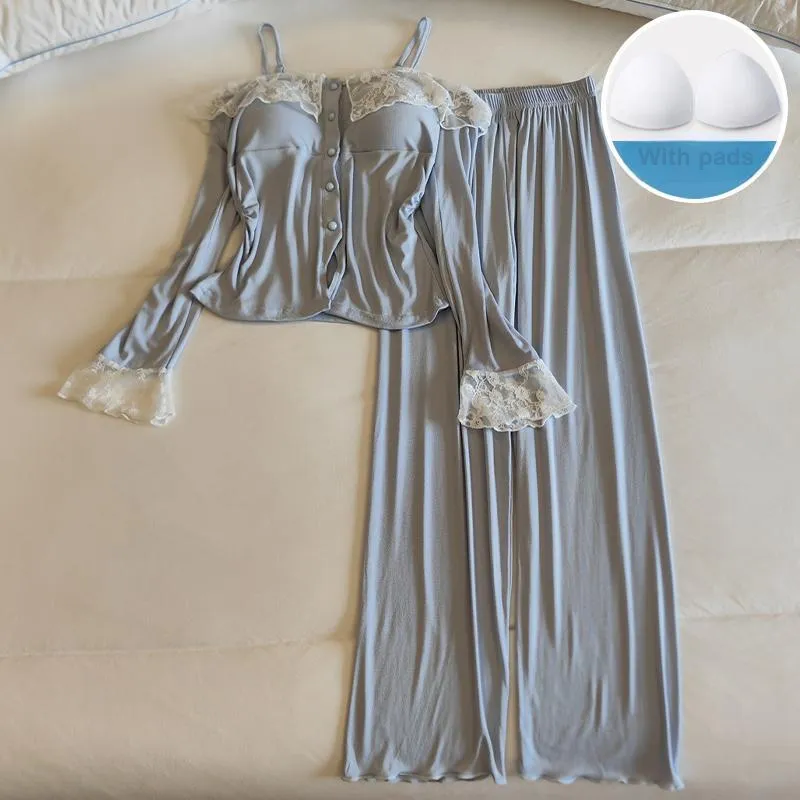Sleeping Beauty Pajama Set Women's Pink Blue-1