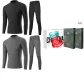 Mock Neck 2-Piece Underwear Set (Black+Dark Gray) 100% cotton Antibacterial/Premium Gift Box Set