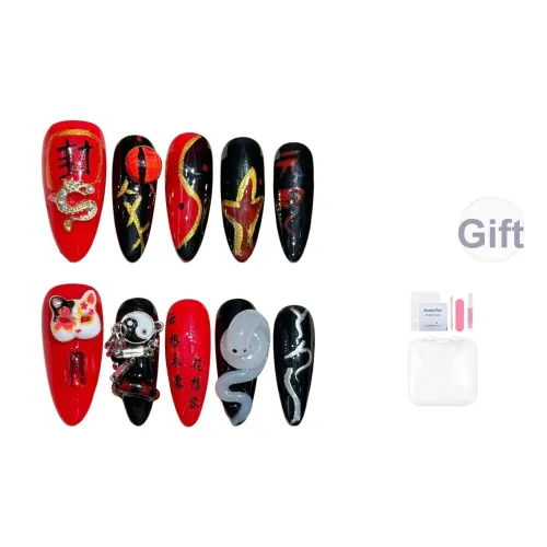 SHANGSHIQIN Красный Черный Осветляющий Ручная Работа Nail Art 3D Эффект Маленький Змей 25 мм Миндаль Черный Jump Цвет