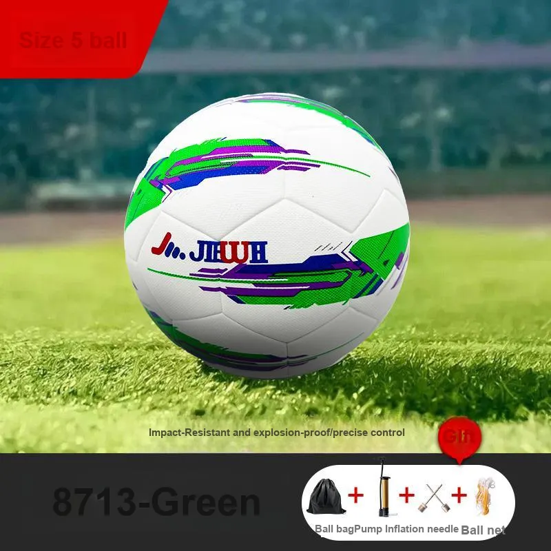 Jiewei Size 5 Soccer PU Seamless Thermal bonding Unisex Mecha Green-6