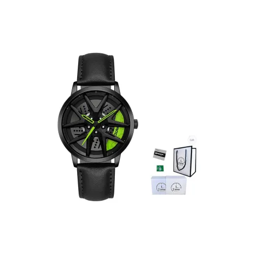 Sanda Wheel Collection Кварцевый механизм Кожаный ремешок Часы Мужские Часы с открытым механизмом