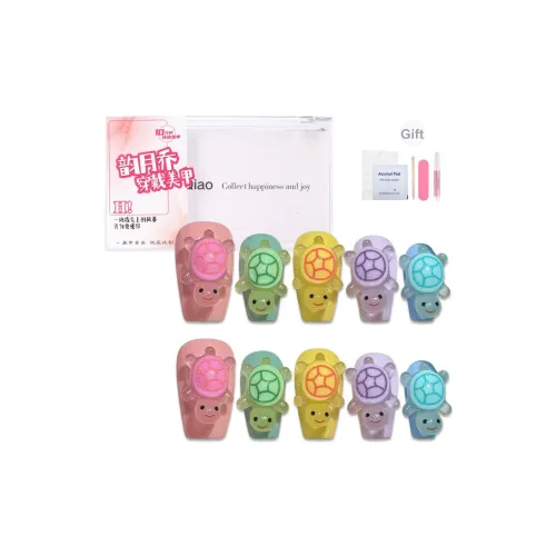 Yun Yue Joe Cute Cartoon Ночной свет Черепаха Детский Дофаминовая одежда False Nail Короткий LADDER 20mm