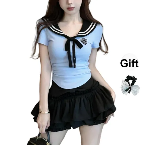 TUSHIFEI Two Piece Skirt Sets Women's Two Piece Set+Hair Tie Includes