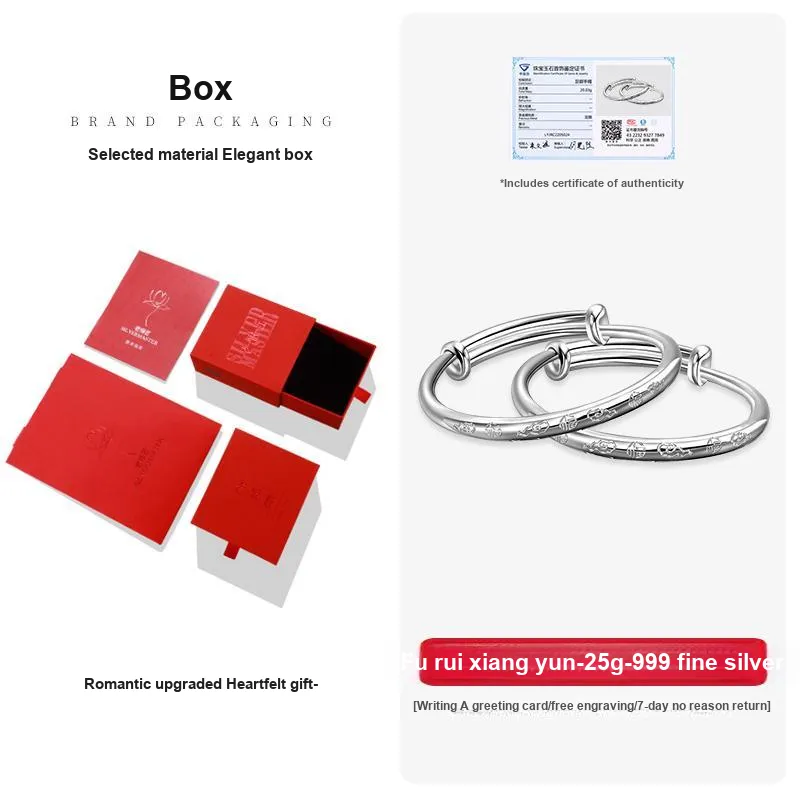 LAOYINJIANG S999 Fine Silver Bangles Kids'-2