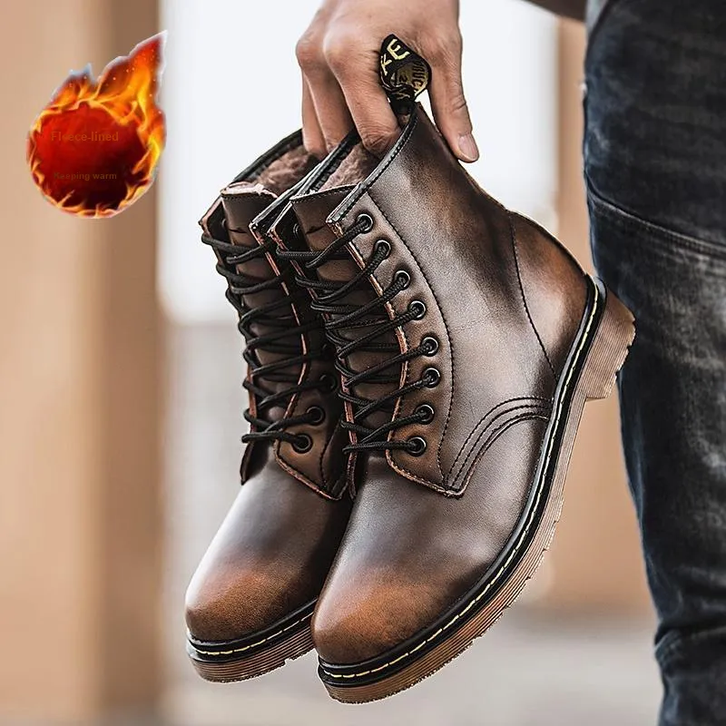Kuding Martin Boots Unisex Brown/Black/Burgundy-14