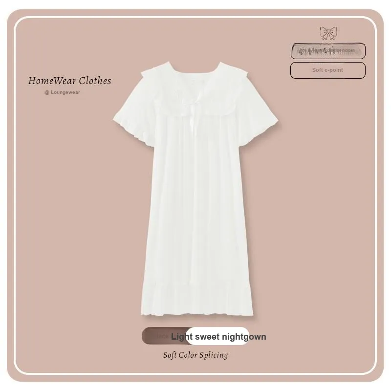 CAIHENGTONG Nightgown Women's White-1