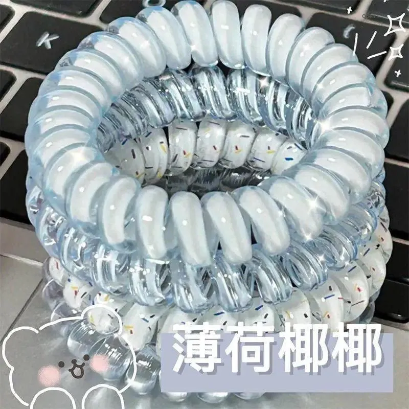 CUCX Rainbow Gradient Hair Tie With Seamless Hair Friendly Telephone Cord Design Portable-12