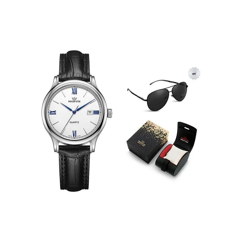 MARVIN Кварцевый механизм Женские часы Белый циферблат