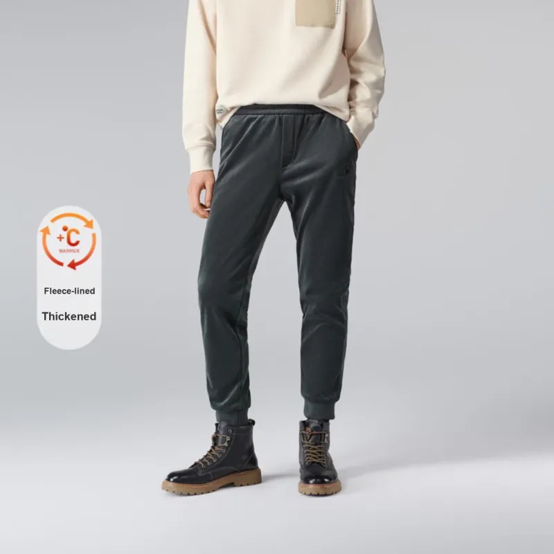 HLA Casual Pants Men Dark Gray Plaid T8-2