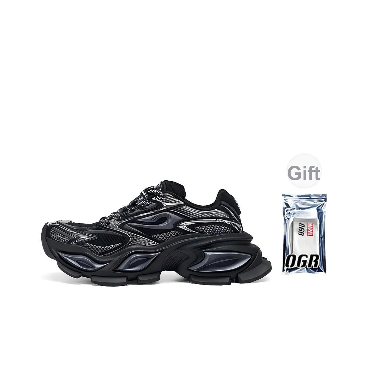 OGR Chunky Sneakers Unisex Low Top Black