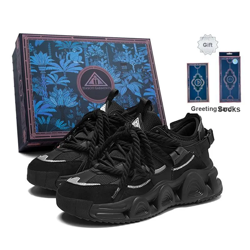 Masongarments Storm 1 Height Increasing Wear-Resistant Low-Top Chunky Sneakers Unisex Black-0
