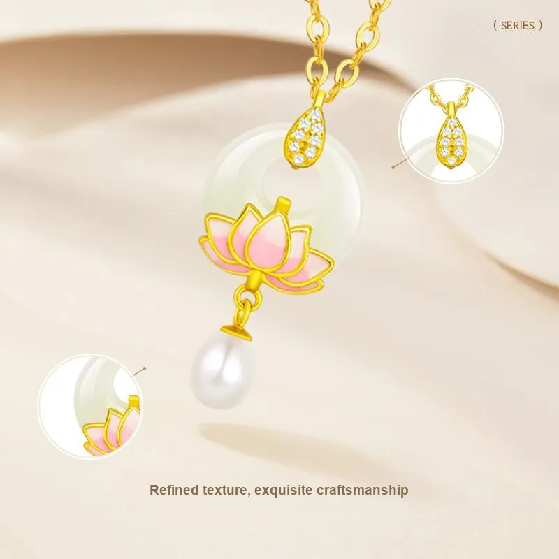 JINLIUFUJIXIANG Hetian Jade Necklaces White Jade/Pale Greenish White Jade Women's-2