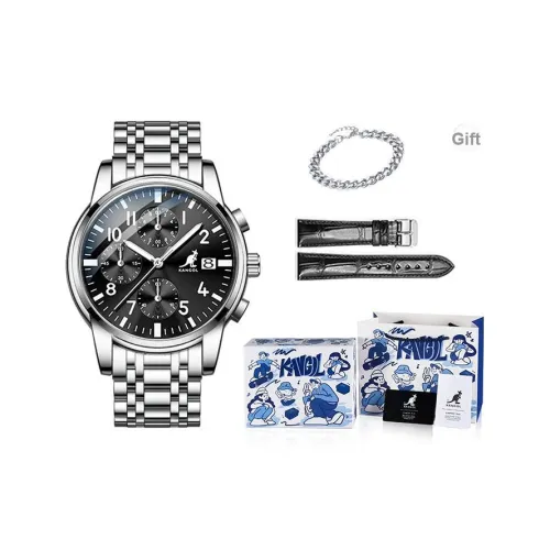 KANGOL Кварцевый механизм стальной ремешок мужские часы черный циферблат