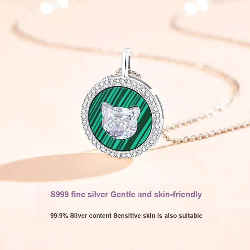 PEACE & CAT S999 Fine Silver Necklaces Women's-7
