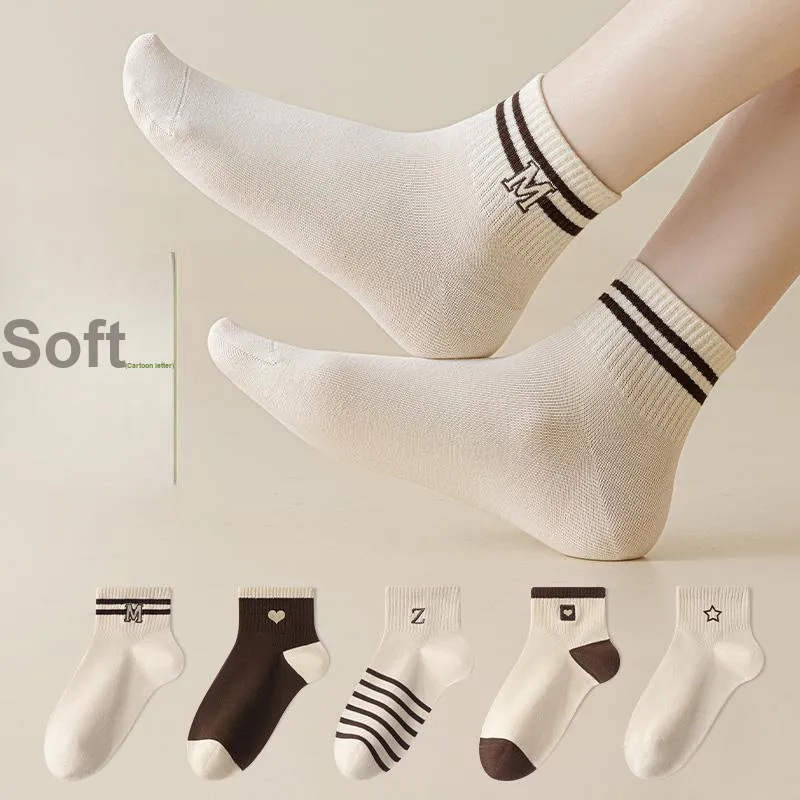 MIIOW Mid Calf Socks Women's 5 Pack-2