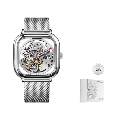CIGA Design Автоматический Механический Movement Мужские Часы C Collection 40mm*40mm*11,5mm Серебряные