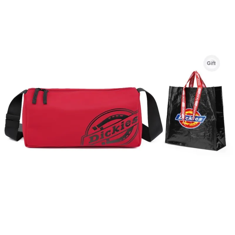 Dickies Polyester Cylinder Toast Bag Pillow Bag Shoulder Bag Commute Crossbody Bag Regular Unisex Black/Red-12