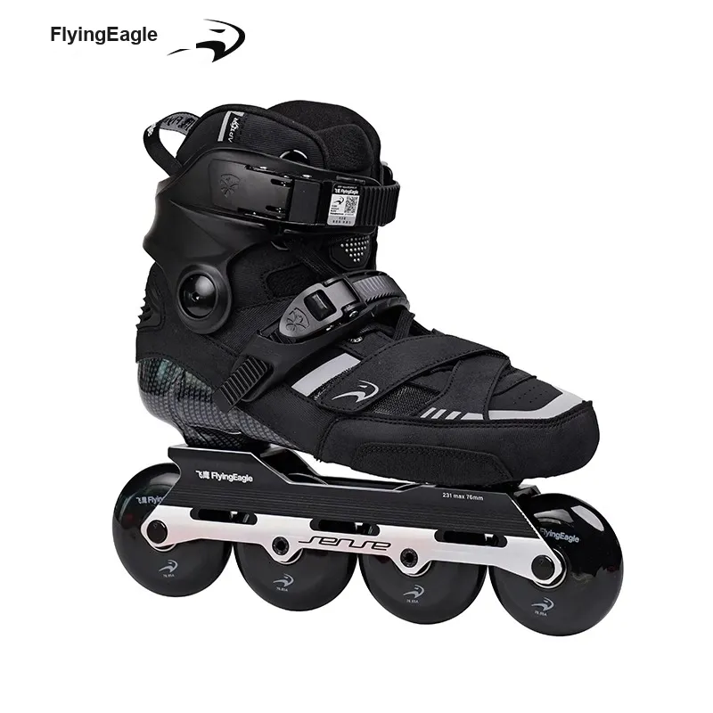 FLYING EAGLE Inline Skates Wild Street FSK City Street Racing, Trickster Drifting Unisex Silver Black-2