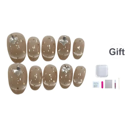 A Few More Cute Hepburn Evening Handcrafted Detachable False Nail Oval Cropped Transparent Nude Shimmer A Few More Cute Hepburn Вечерний Ручной Съемный False Nail Овальный Укороченный Прозрачный Телесный Сияние