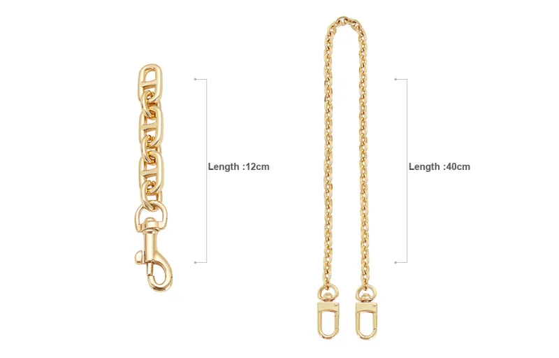 Lan Bao Fan Alloy Extender Chain+Bag Decorative Chain Accessories Set Unisex Gold Tone-1