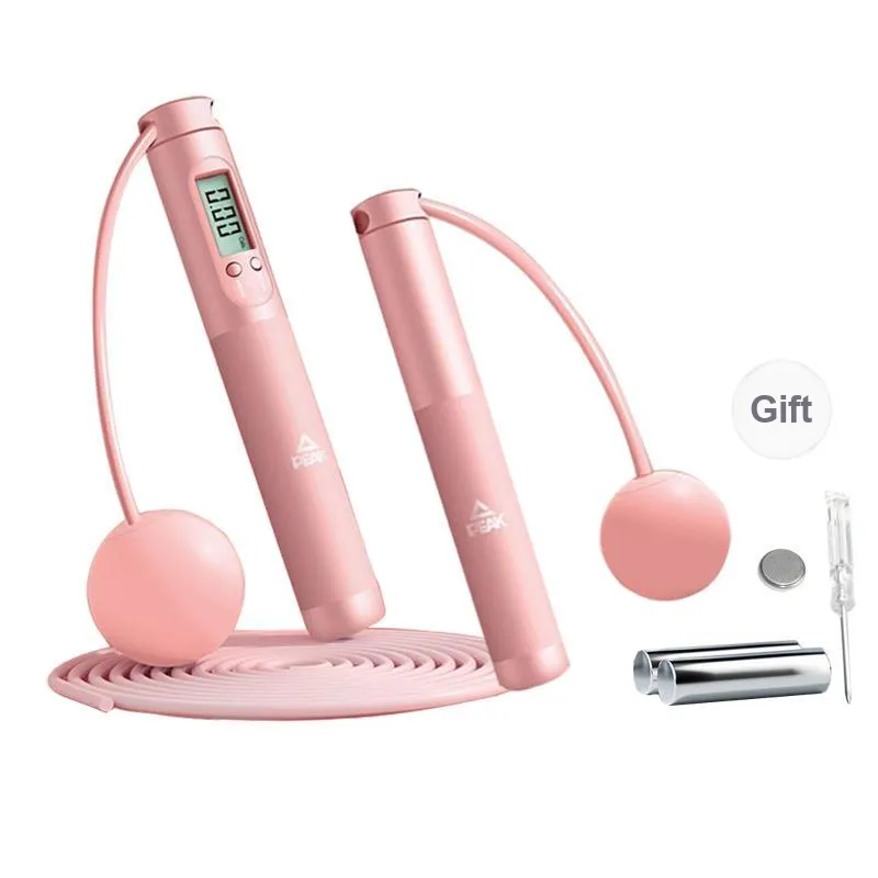 PEAK Aerobic Fat Reduction Smart Counting Jump Ropes Adults PVC+Steel Wire Rope, Silicone+TPE Controller Approx. 3.18m-4