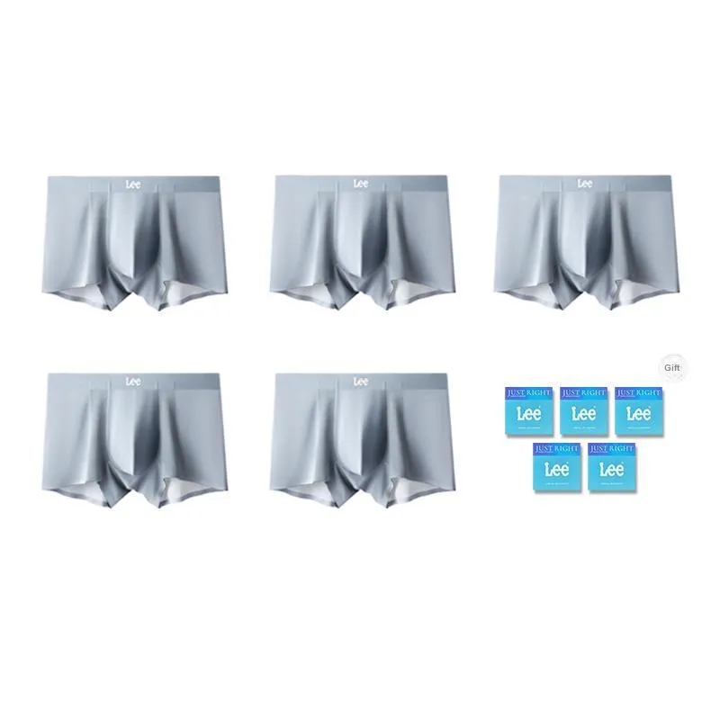 Lee Underpants Men's Lightweight Breathable Seamless Antibacterial High Rebound Boxer Shorts 5 Pack Gift Box Set-8