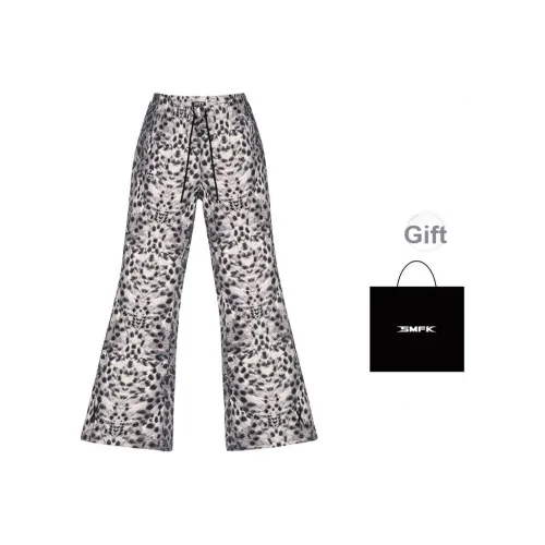 SMFK Повседневные брюки Женские Белые Леопардовый принт