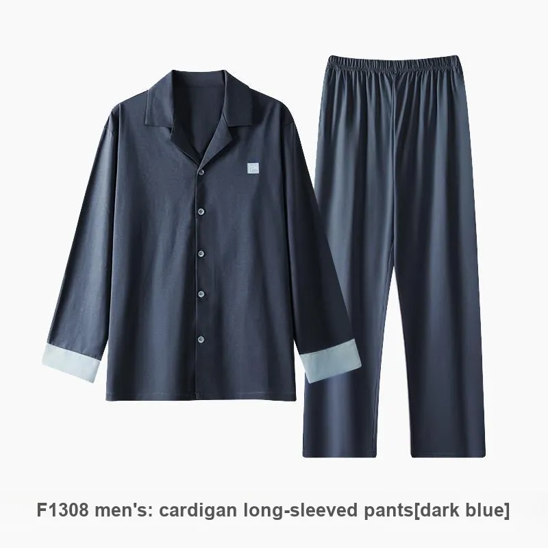 ZAO FU NIAO Pajama Set Men's Dark Blue-1