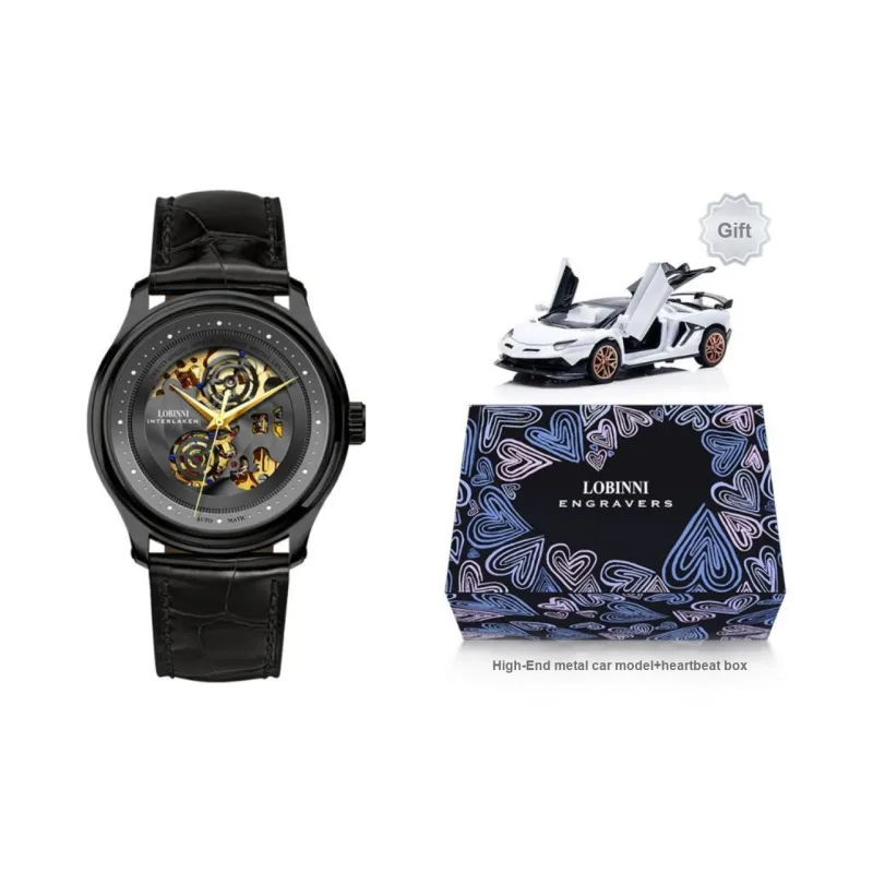 LOBINNI L Automatic Mechanical Movement Genuine Leather Strap Watch Men's Watches Cut-Out Dial-22