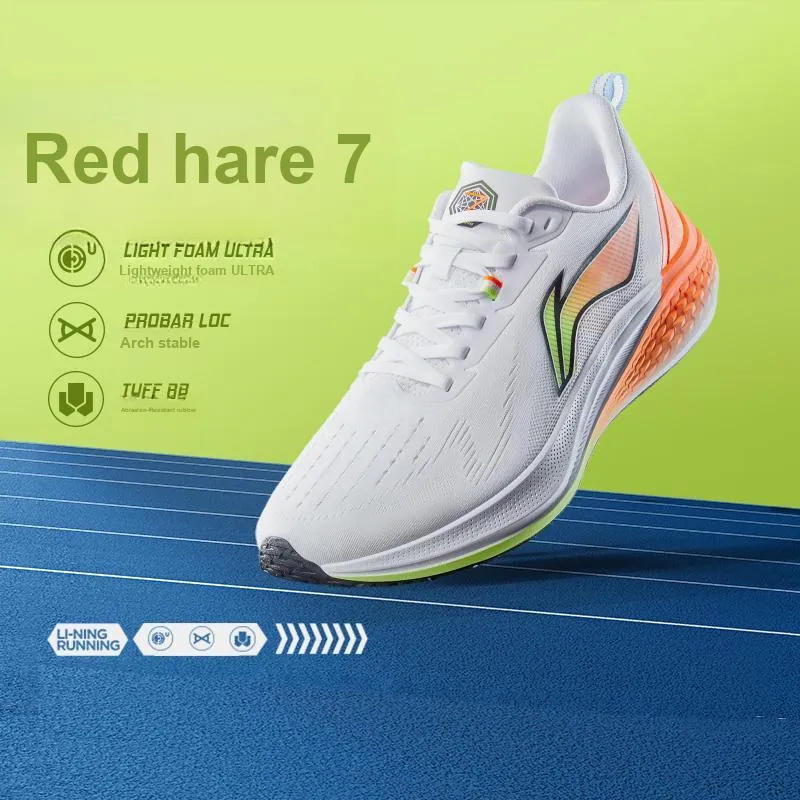 LiNing Red Hare 7 Cushioning, Slip Resistant, Lightweight Low Top Marathon Running Shoes Men's White-4