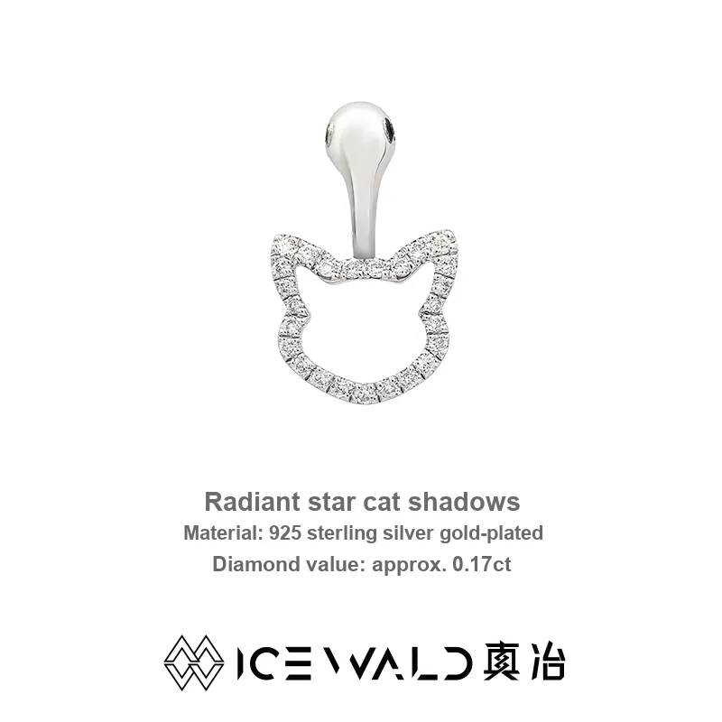 ICEWALD 925 Sterling Silver 18K Gold-Plated Diamond Pendants Unisex Silver-1