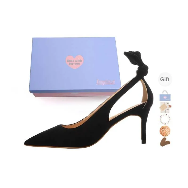 Xingdiman Slim Heel High Heels Women's Black Gift Box Set-17
