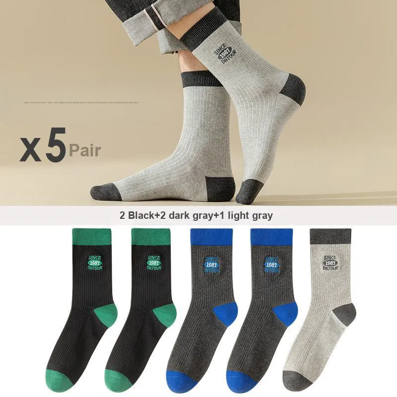 Lan Miao Mid Calf Socks Men's 5 Pack-3