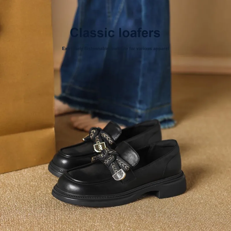 FOXER Loafers Chunky Heel Women's Black-6