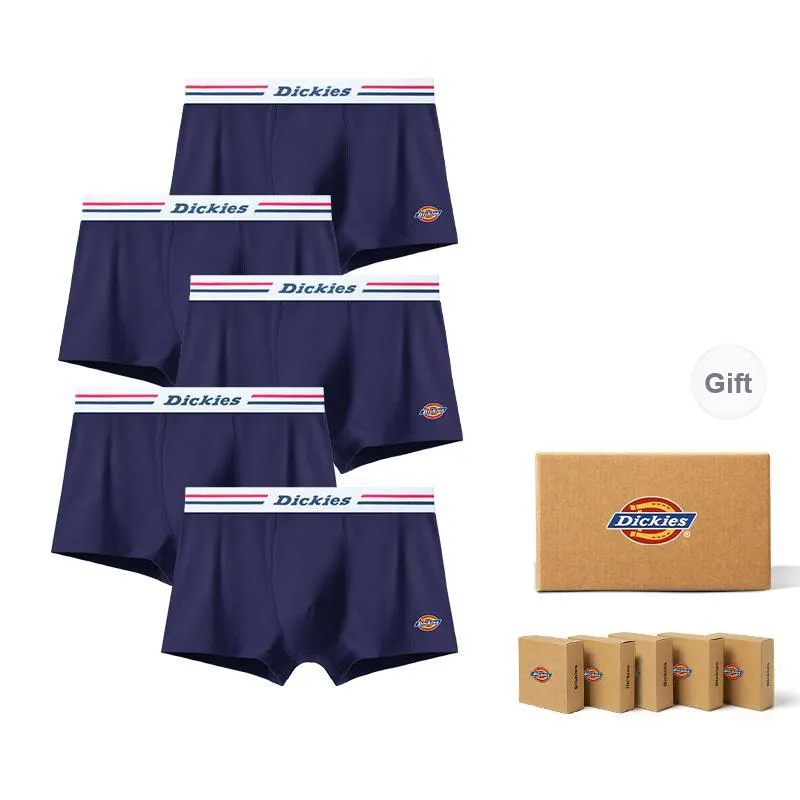 Dickies Underpants Men's Seamless Print LOGO Breathable Skin Friendly Sports Square Panty Gift Box Combo Set-39