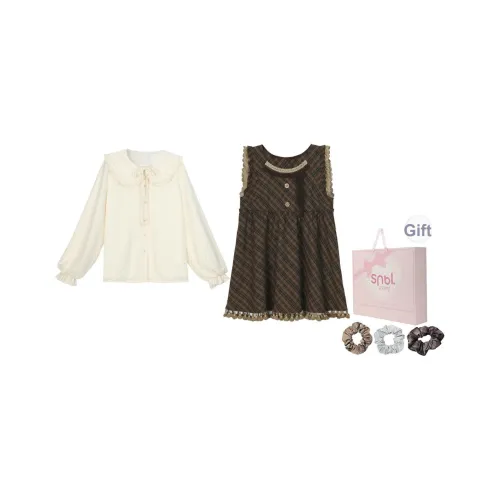 SNBL Рубашка + Юбка с подтяжками Женские Комплекты Юбка