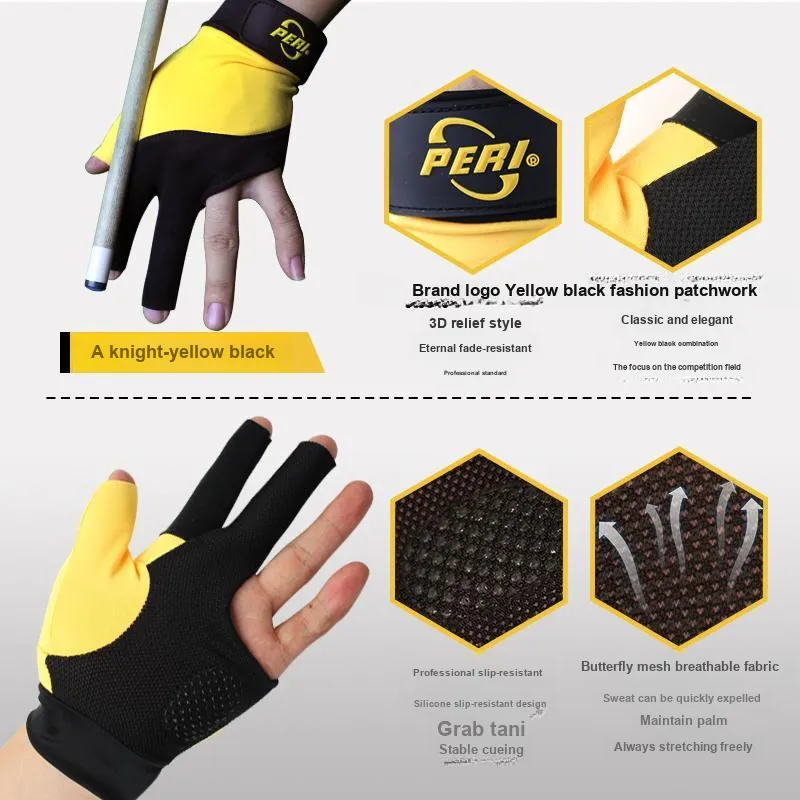 PERI Billiards Three Finger Gloves Lycra Unisex Blue Black-13