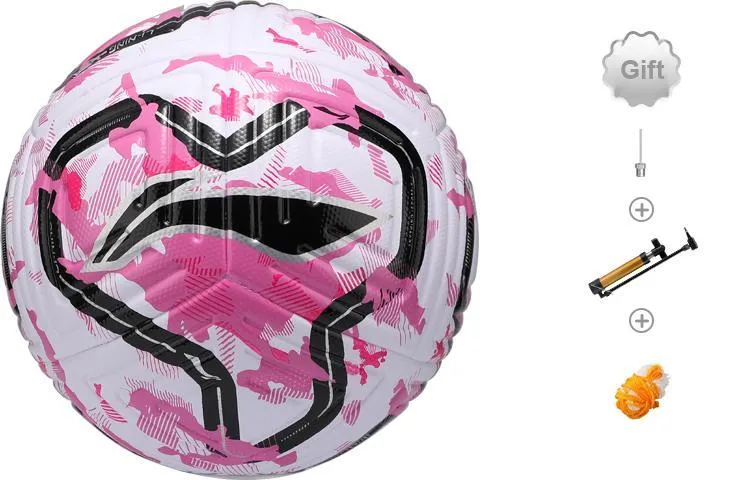 LiNing Size 5 Soccer TPU Machine Stitched Soccer Ball Unisex Rose Red-0
