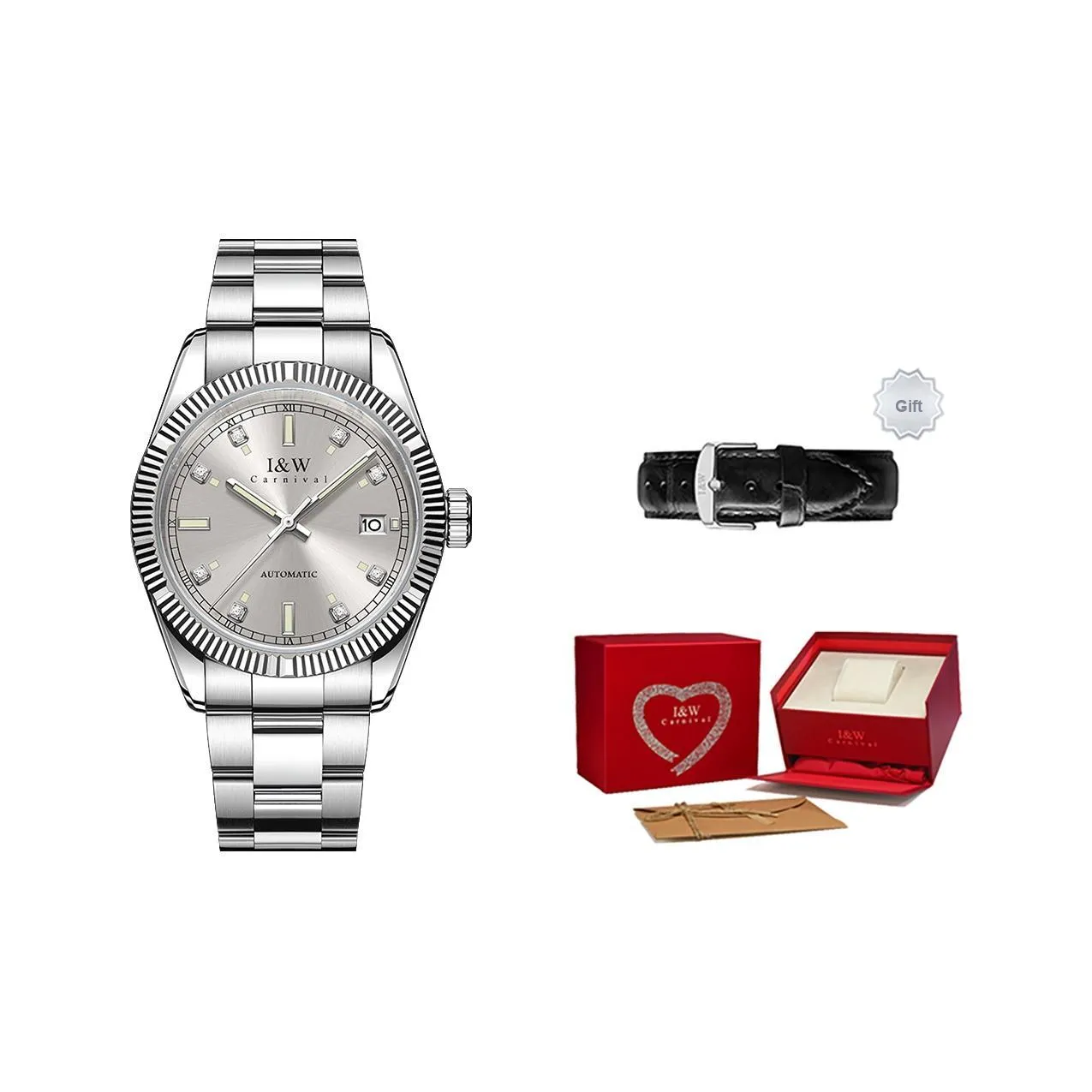 I W CARNIVAL HWGUOJI Автоматический механический механизм Часы Мужские Серый циферблат