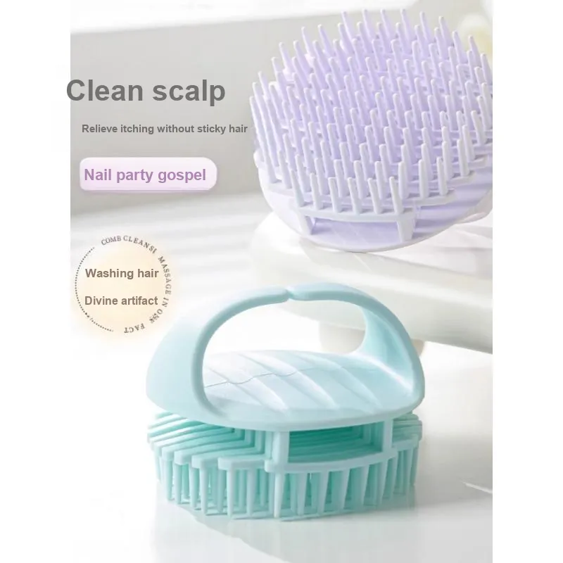 ZHENZI Hair Brush And Shampooing Tool Silicone Comb Massage Cleansing Scalp Itch Relief-19