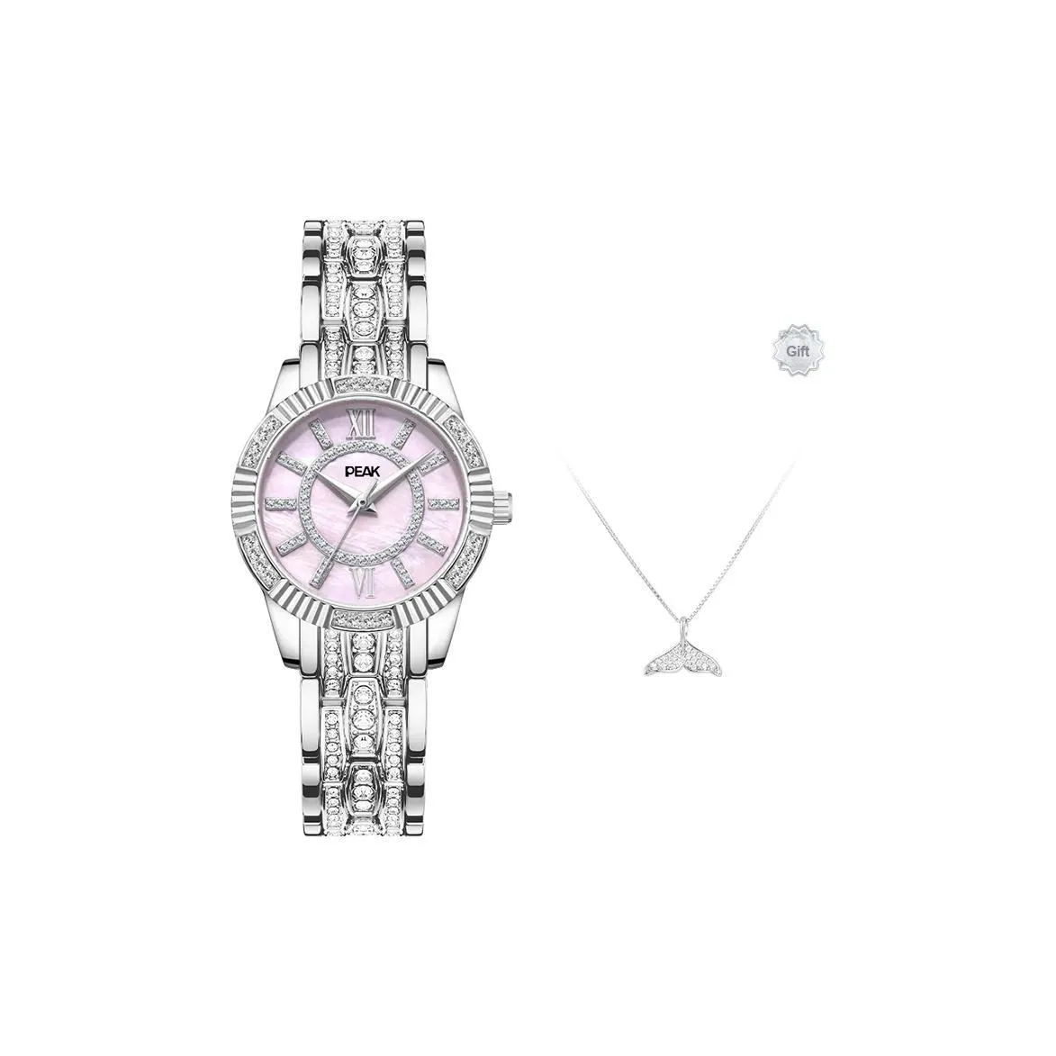 PEAK Кварцевый механизм нержавеющая сталь ремешок часы женские циферблат розовый