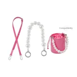 Rose Red 1.5cm Wide Silver-Tone Buckle 90-120cm+Portable Pearl Figure-8 Silver 32cm