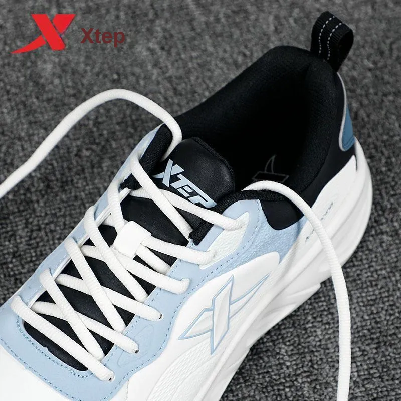 XTEP Slip-Resistant Water-Resistant Low-Top Running Shoes Men's White Black Blue-6